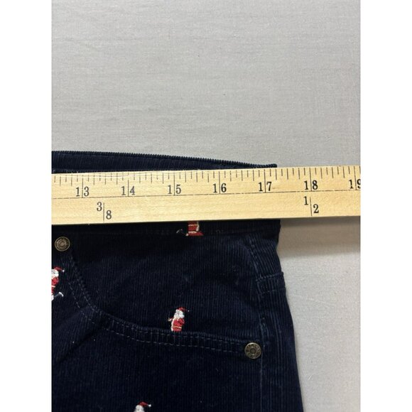 Talbots Stretch Corduroy Womens Straight Leg Pants Santa Print Running Sz 12P - Picture 5 of 7
